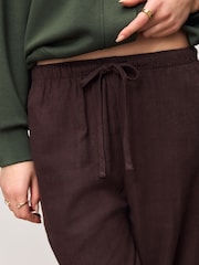 Chocolate Brown Linen Blend Balloon Leg Trousers - Image 5 of 5