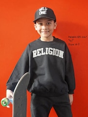 Religion Black Oversized Appliqué Sweatshirt - Image 2 of 4