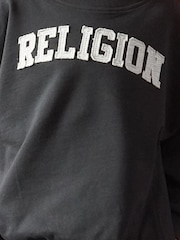Religion Black Oversized Appliqué Sweatshirt - Image 4 of 4