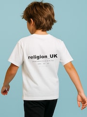 Religion White Oversized 3/4 Sleeve T-Shirt - Image 1 of 3