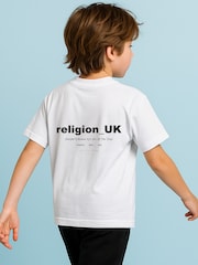 Religion White Oversized 3/4 Sleeve T-Shirt - Image 3 of 3
