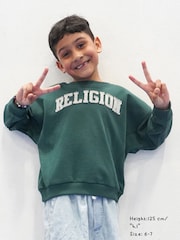 Religion Green Oversized Appliqué Sweatshirt - Image 4 of 4