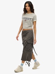 Superdry Grey Cargo Midi Skirt - Image 1 of 7
