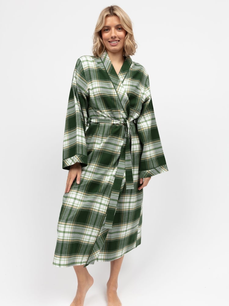 Cyberjammies Green Long Check Dressing Gown - Image 1 of 3 Cyberjammies Green Long Check Dressing Gown - Image 1 of 3