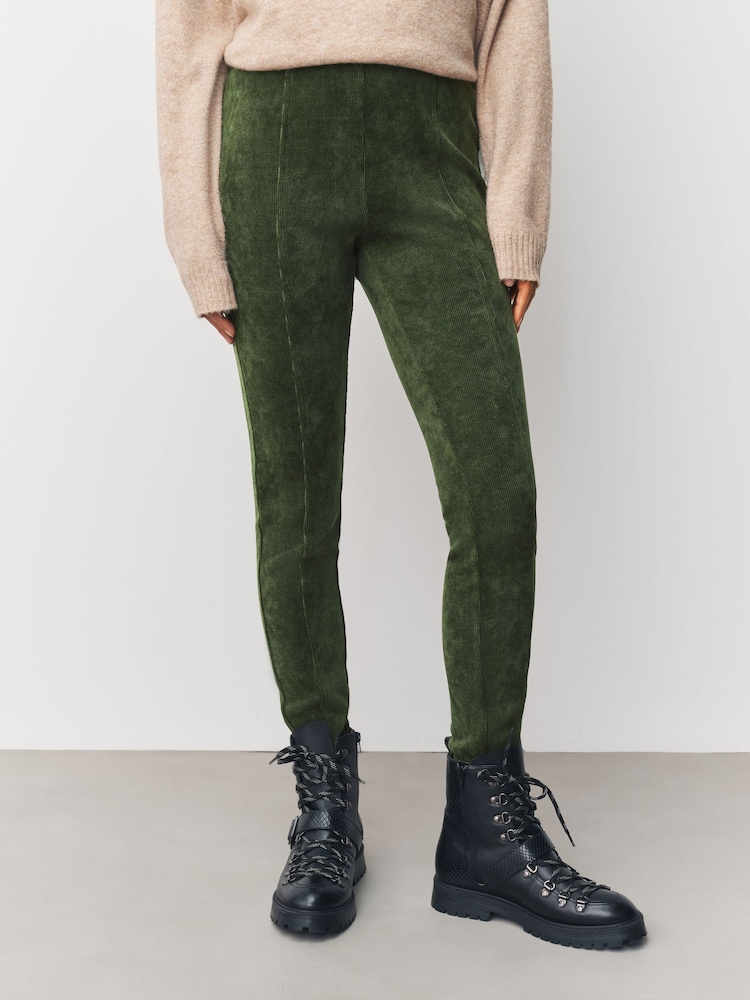 Khaki Green Cord Leggings - Image 1 of 8 Khaki Green Cord Leggings - Image 1 of 8