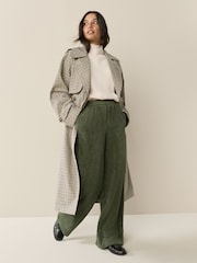 Khaki Green Wide Leg Soft Cord Trousers - Image 4 of 8
