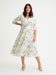 Scarlett & Jo White Helena Ivory Lemon Multi Midi Dress - Image 1 of 4