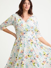 Scarlett & Jo White Helena Ivory Lemon Multi Midi Dress - Image 3 of 4
