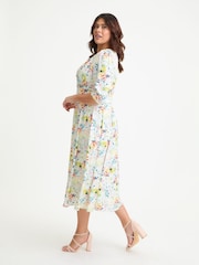 Scarlett & Jo White Helena Ivory Lemon Multi Midi Dress - Image 4 of 4