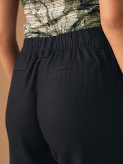 Black Smart Front Linen Blend Wide Leg Trousers - Image 5 of 5