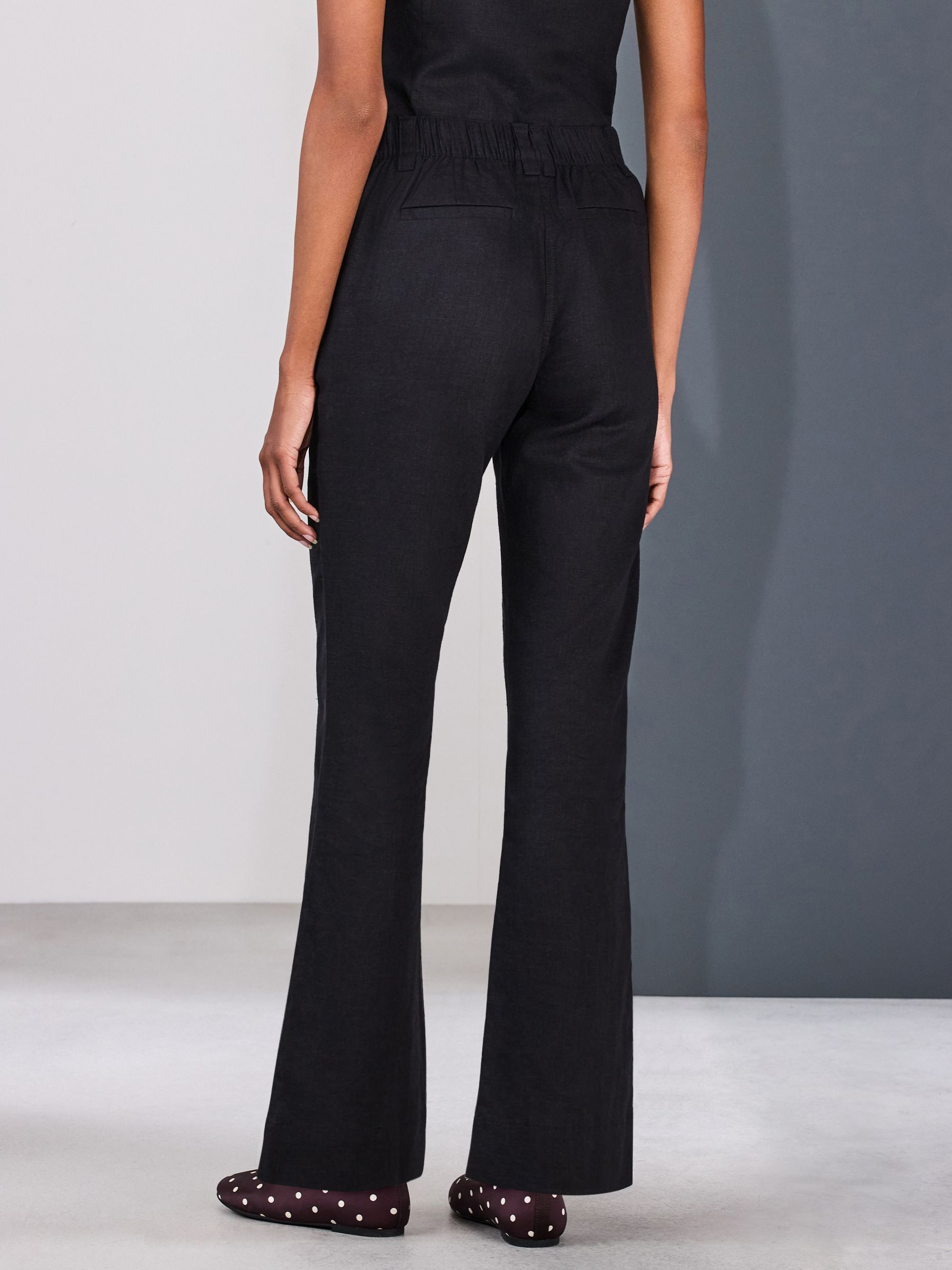 Buy Black Smart Front Linen Blend Flared Trousers from Next Canada