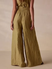 Olive Green N. Premium Linen Rich Super Wide Trousers - Image 4 of 5