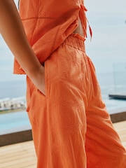 Orange Embroidered Wide Leg Trousers - Image 5 of 8