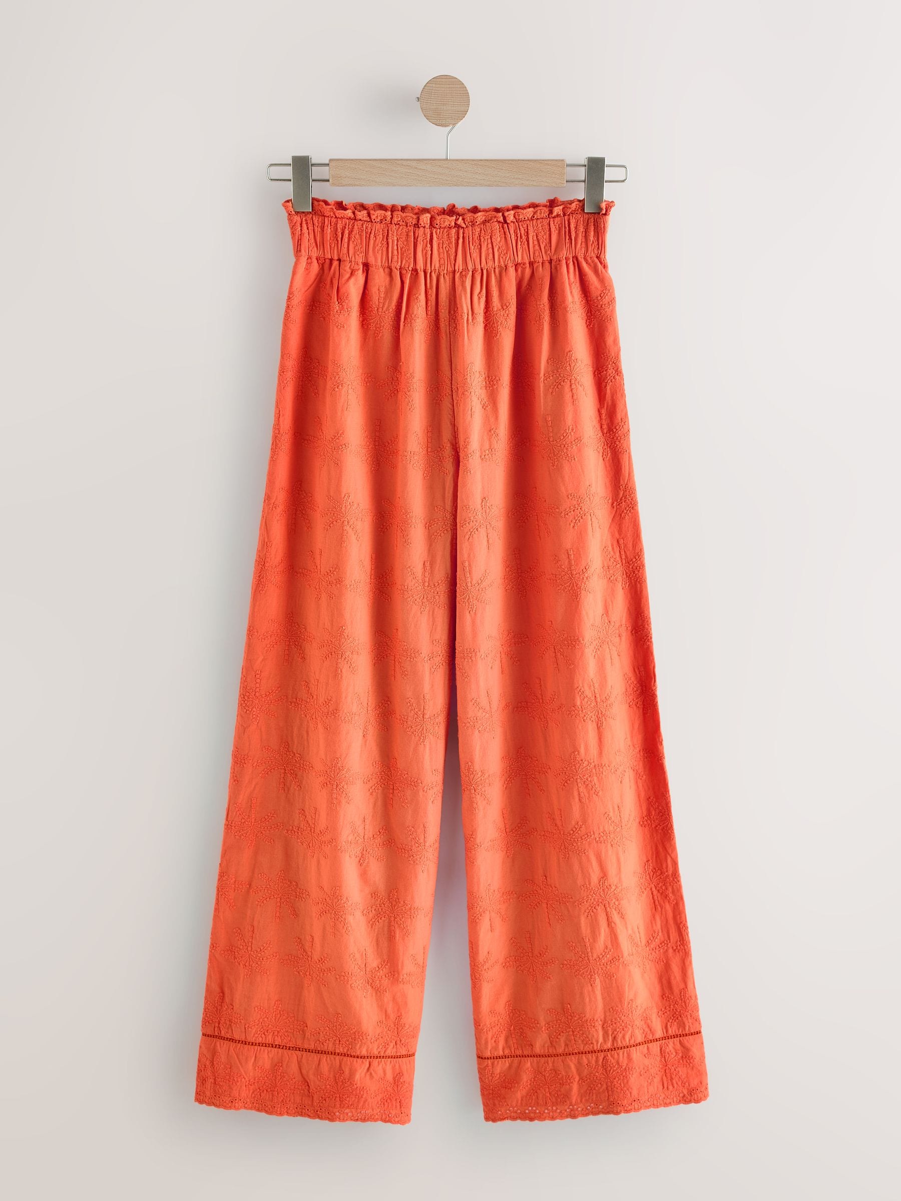 Buy Orange Embroidered Wide Leg Trousers from Next Romania