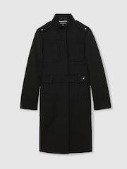 Reiss Black Ares Atelier Wool Belted Long Coat - Image 2 of 6