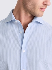 MOSS Blue Light Seersucker Stripe Shirt - Image 3 of 4