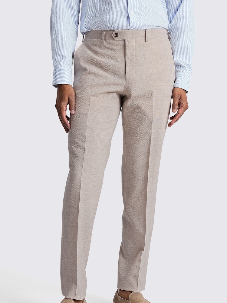 MOSS Natural Tailored Fit Seersucker Trousers - Image 1 of 3