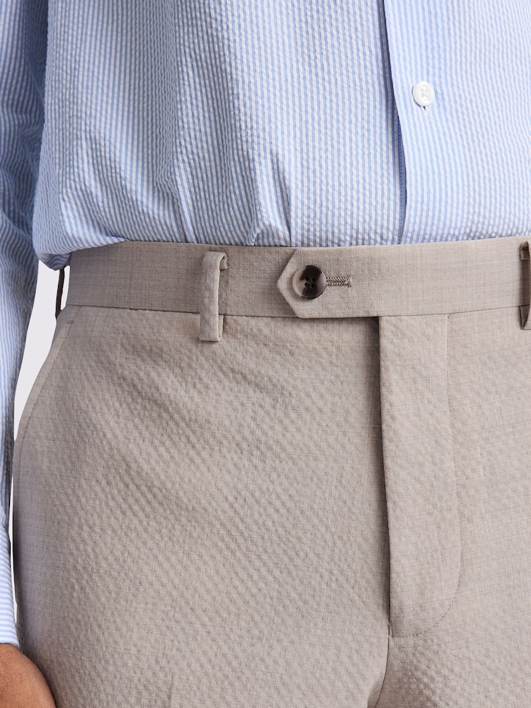 MOSS Natural Tailored Fit Seersucker Trousers - Image 3 of 3