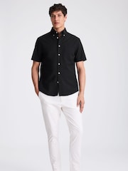MOSS Black Short Sleeve Washed Oxford Shirt - Image 2 of 3