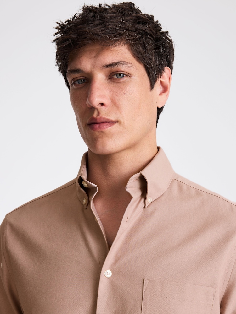 MOSS Pink Short Sleeve Washed Oxford Shirt - Image 3 of 3 MOSS Pink Short Sleeve Washed Oxford Shirt - Image 3 of 3
