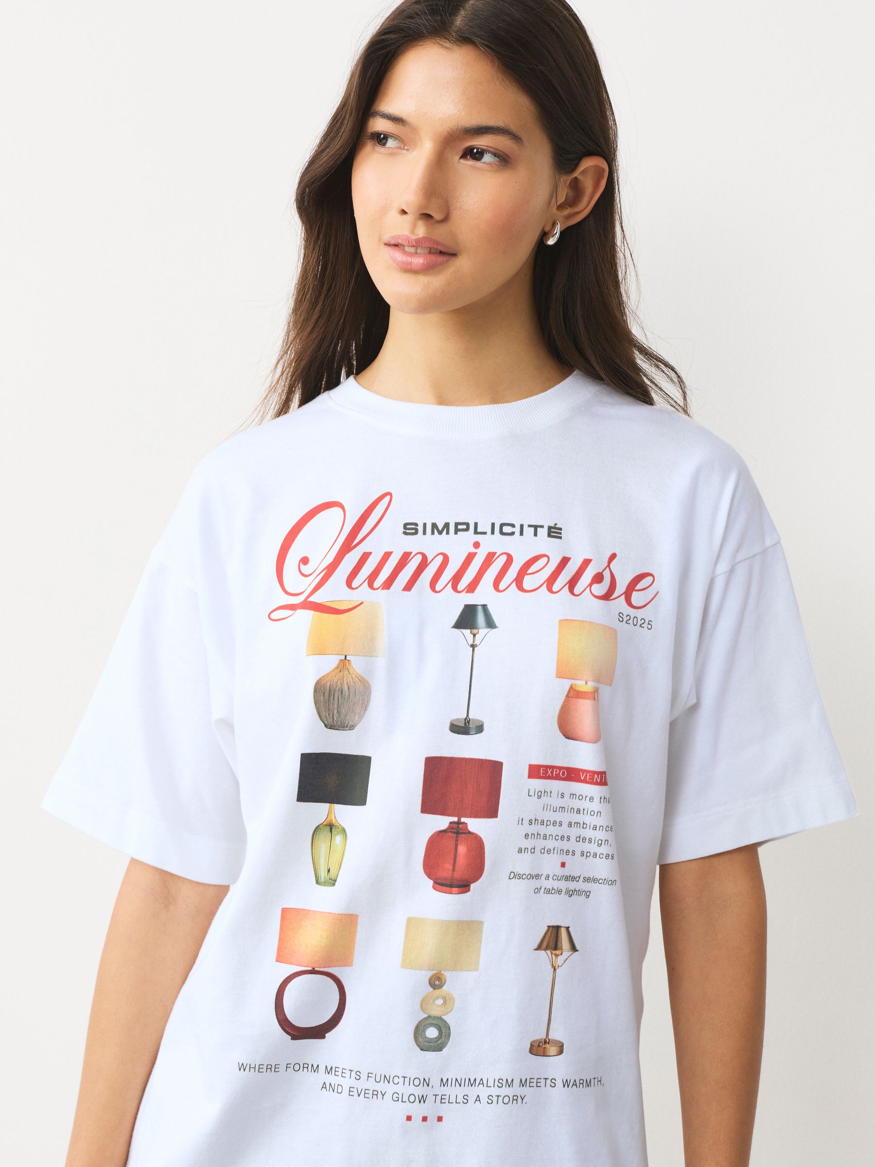 Buy White Short Sleeve Graphic Lamps Crew Neck T-Shirt from Next USA