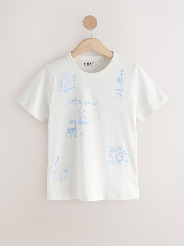 White Graphic Essential Pure Cotton Short Sleeve Crew Neck T-Shirt - Image 1 of 4