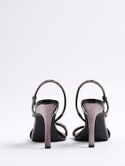 River Island Black Wide Diamante Strappy Heel Sandals - Image 4 of 6
