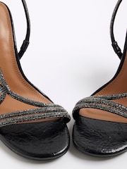River Island Black Wide Diamante Strappy Heel Sandals - Image 5 of 6