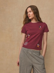 Burgundy Red License Mickey Mouse Graphic Crew Neck T-Shirt - Image 1 of 8