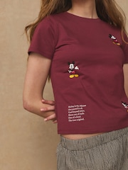 Burgundy Red License Mickey Mouse Graphic Crew Neck T-Shirt - Image 5 of 8
