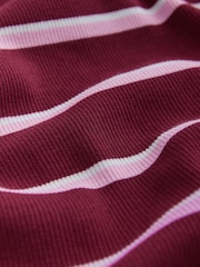 Pink/Berry Stripe Henley Long Sleeve Button Down Top - Image 3 of 3