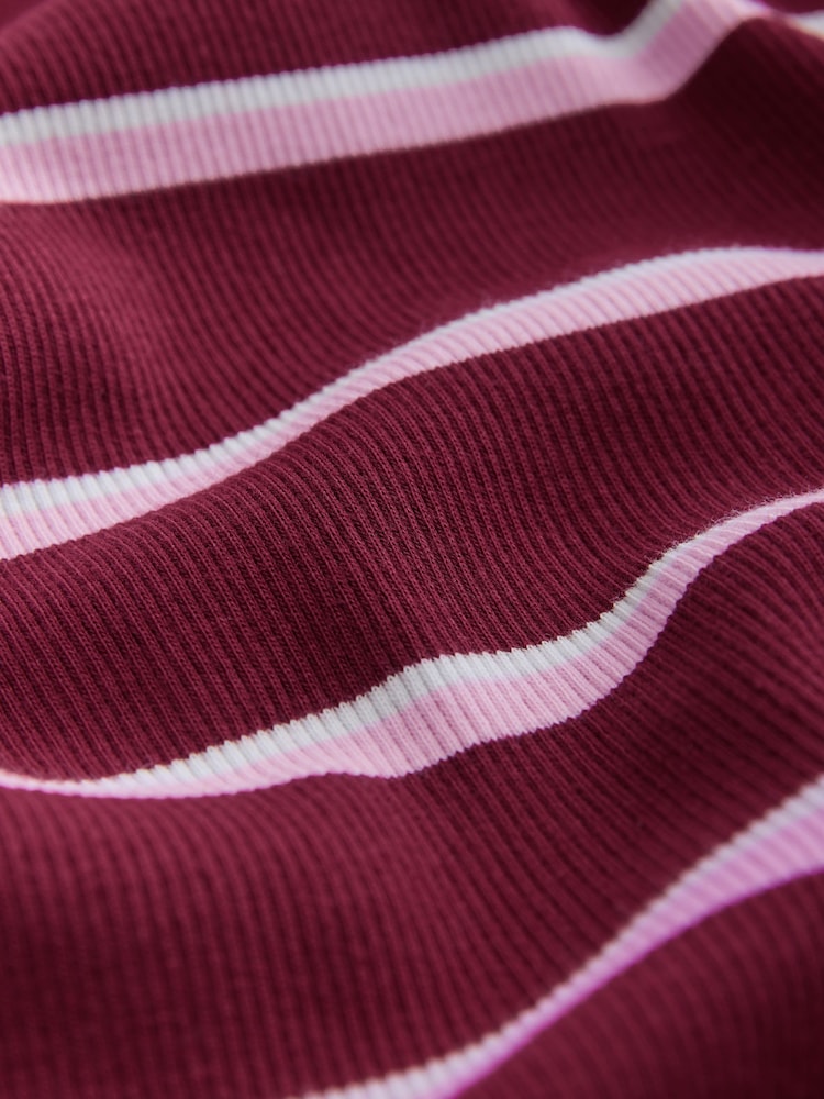 Pink/Berry Stripe Henley Long Sleeve Button Down Top - Image 3 of 3
