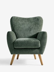 Relaxed Chenille Cord Forest Green Wilson Highback Armchair - Image 6 of 9