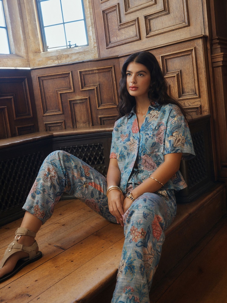 Blue Floral National Trust x Next Tapered Chinos - Image 2 of 9