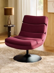 Soft Velvet Cranberry Sierra Swivel Accent Chair - Image 1 of 10