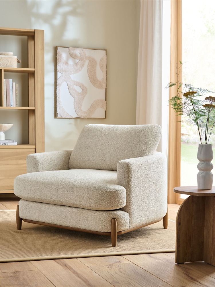 Casual Boucle Light Natural Ellison Snuggle Chair - Image 1 of 10