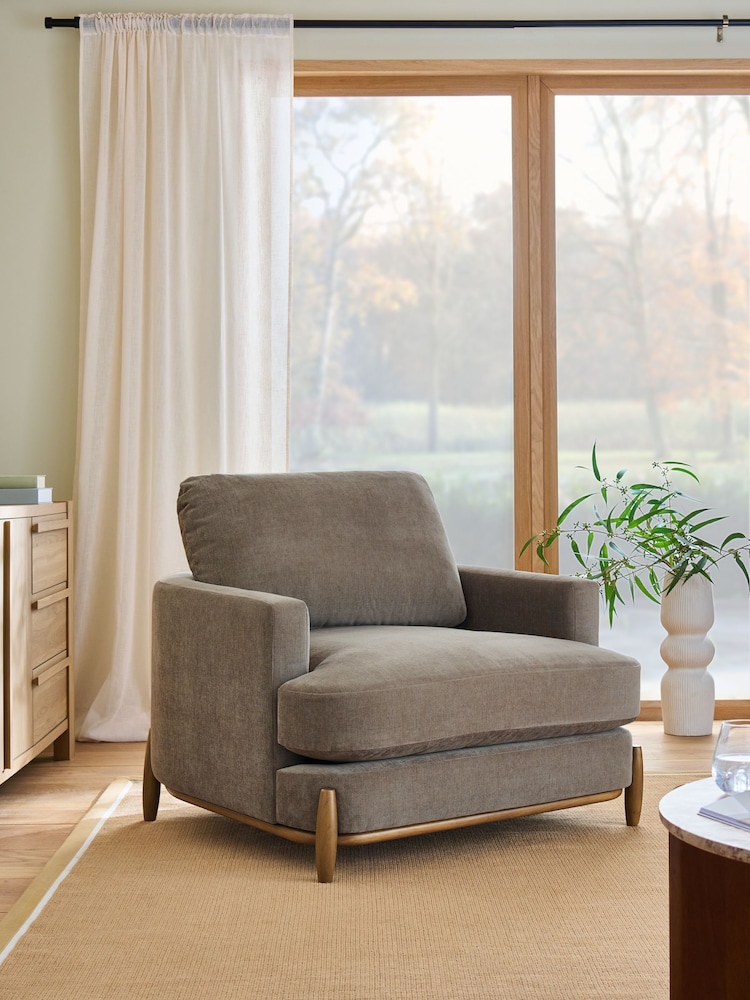 Fine Chenille Sage Green Ellison Snuggle Chair - Image 1 of 10