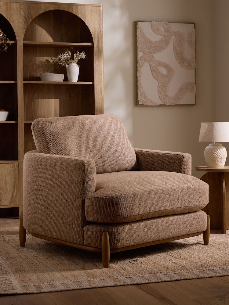 Dry Handle Boucle Rust Brown Ellison Snuggle Chair - Image 1 of 10