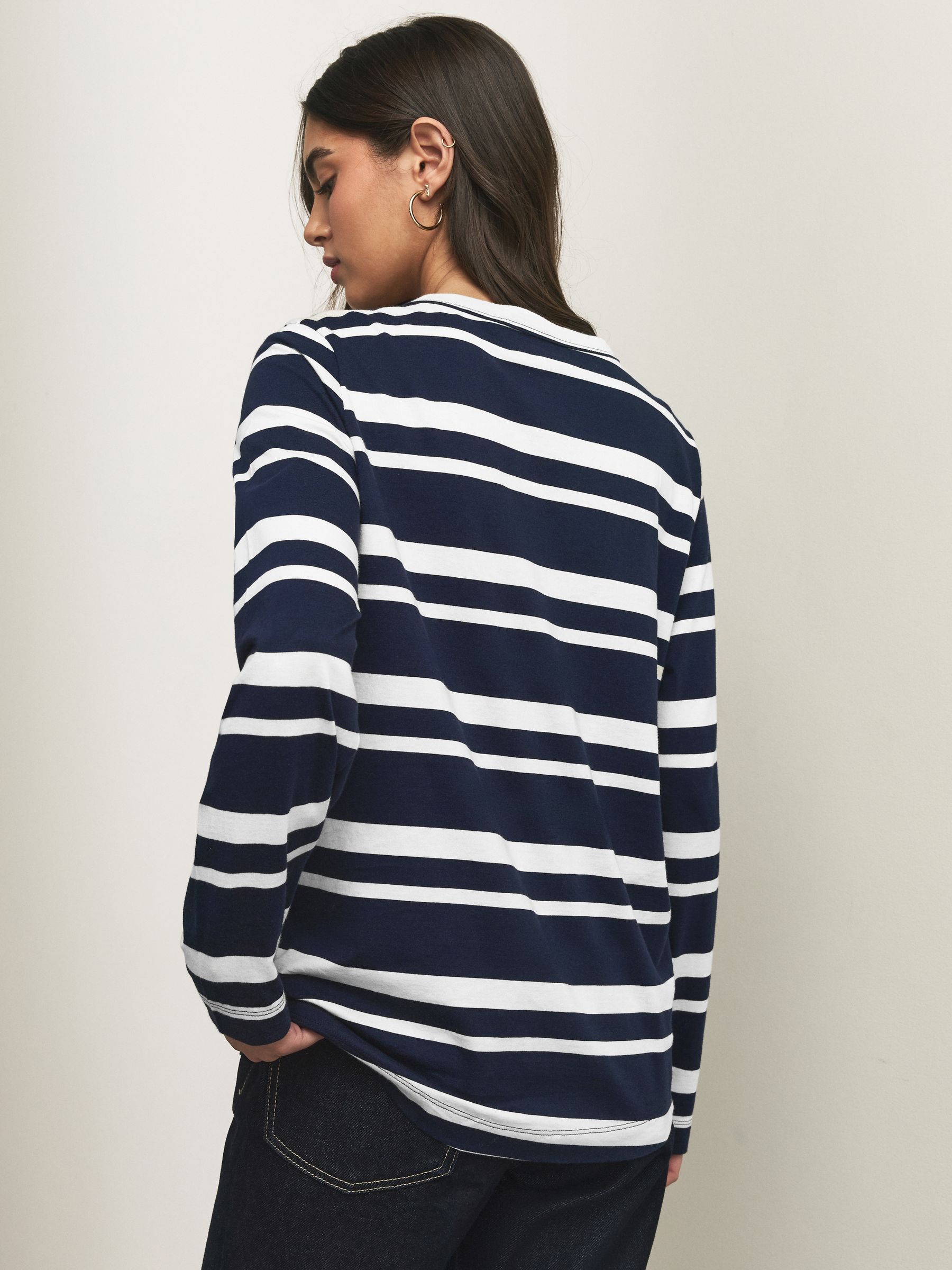 Buy Navy/White Striped Long Sleeve Crew Neck T-Shirt from Next USA