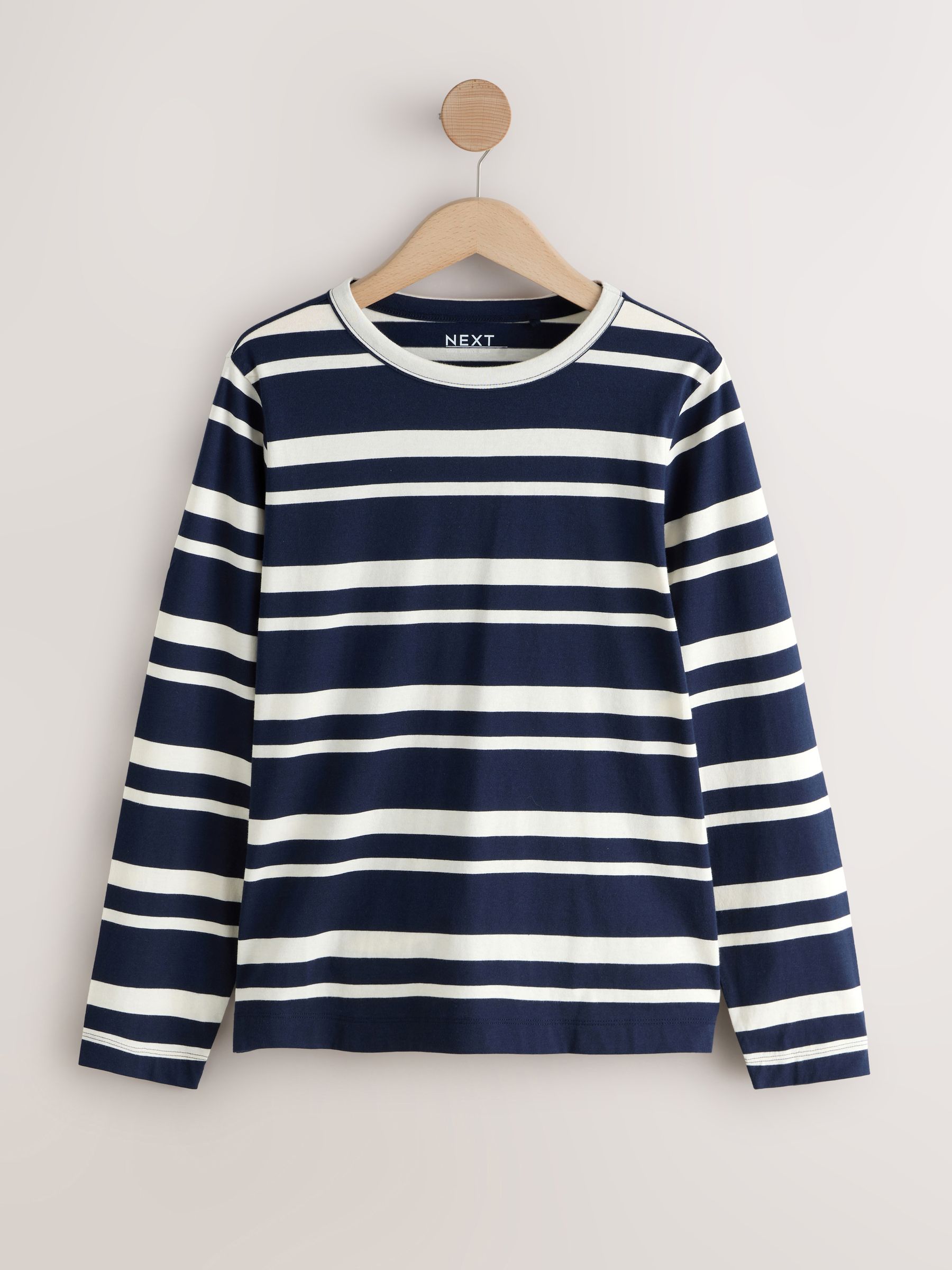 Buy Navy/White Striped Long Sleeve Crew Neck T-Shirt from Next USA
