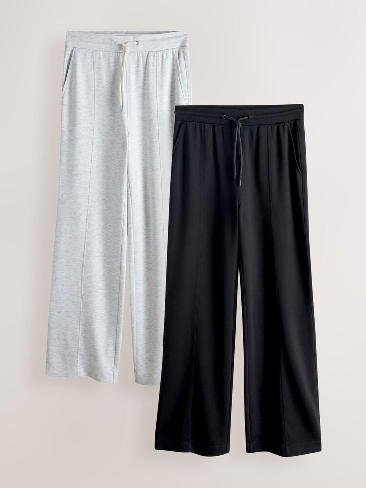 Black/Grey Jersey Wide Leg Joggers 2 Pack - Image 1 of 11 Black/Grey Jersey Wide Leg Joggers 2 Pack - Image 1 of 11