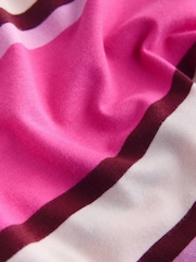 Pink Stripe Button Henley Crew Neck Long Sleeve Top - Image 8 of 8