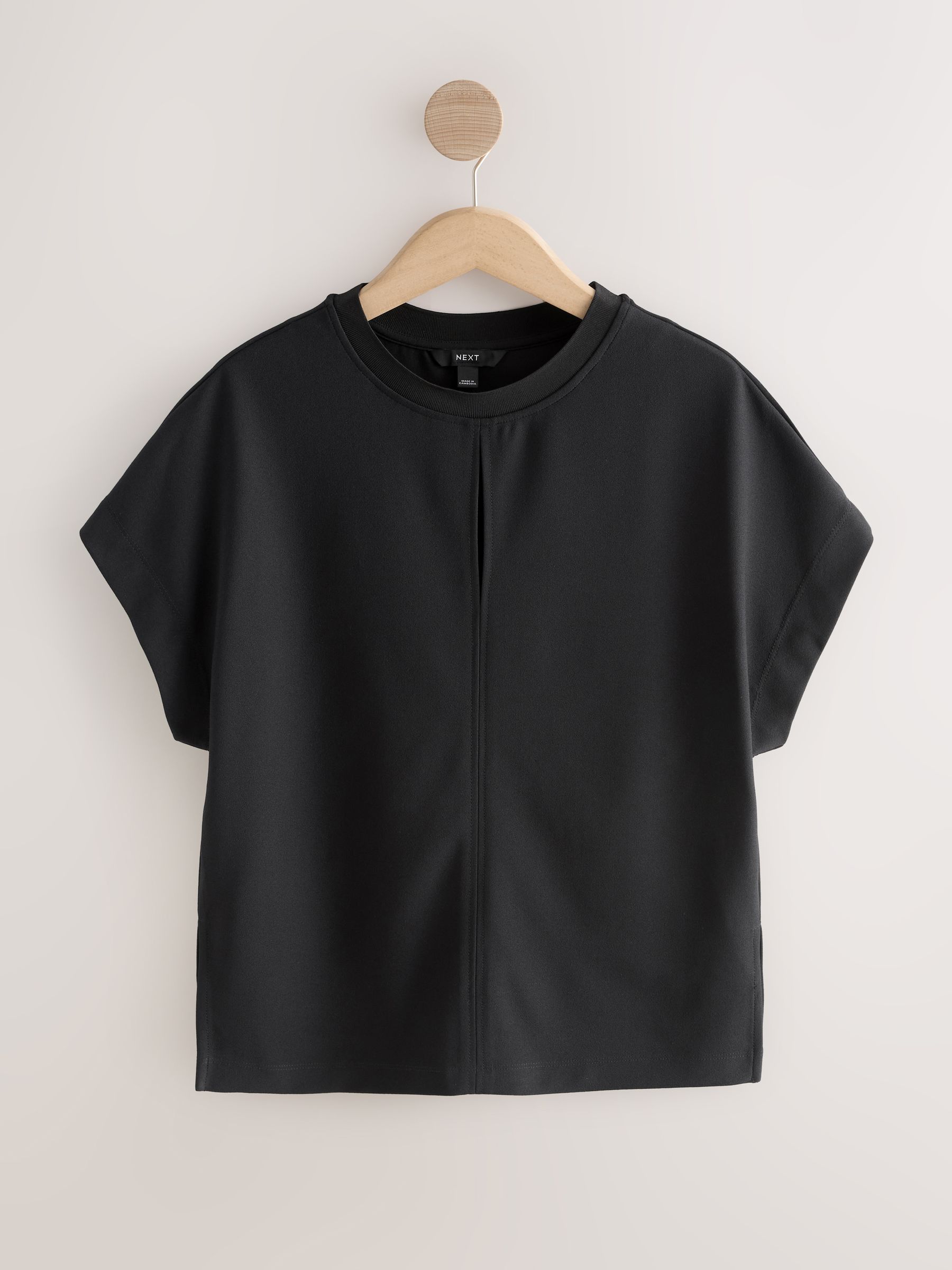 Buy Black Short Sleeve Keyhole Crew Neck Top from Next USA