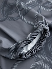 Grey Rope Print Twist Neck Long Sleeve Blouse - Image 6 of 7