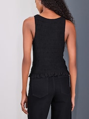 Black Shirred Modal Sleeveless Top - Image 4 of 8