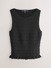 Black Shirred Modal Sleeveless Top - Image 6 of 8