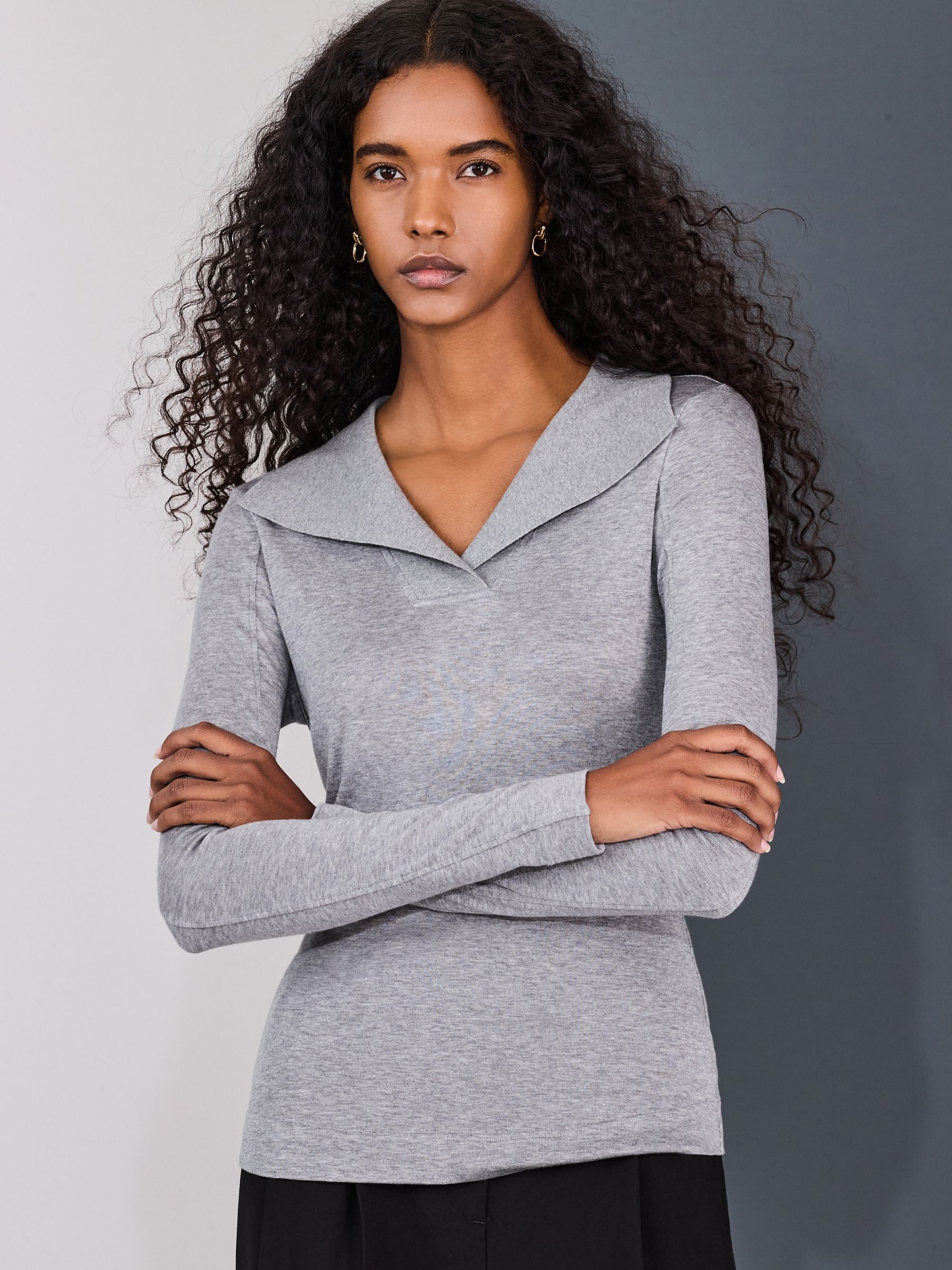 Buy Grey Sailor Collar Long Sleeve Top from Next USA