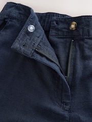 Navy Linen Blend Knee Shorts - Image 7 of 8