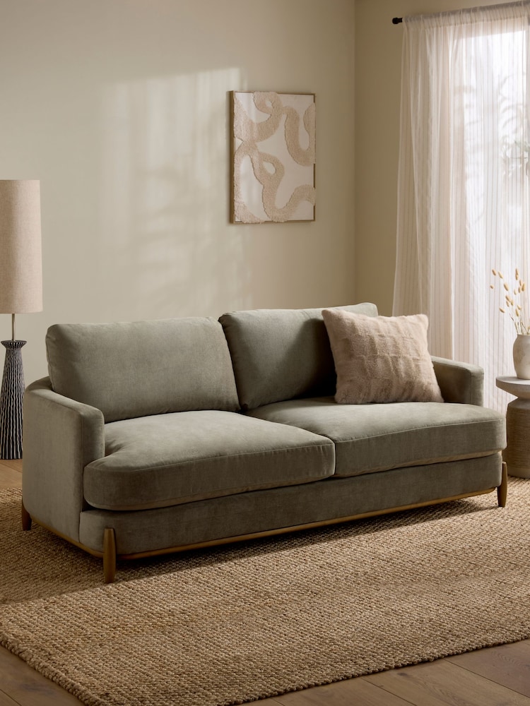 Fine Chenille Sage Green Ellison 3 Seater Sofa - Image 1 of 9