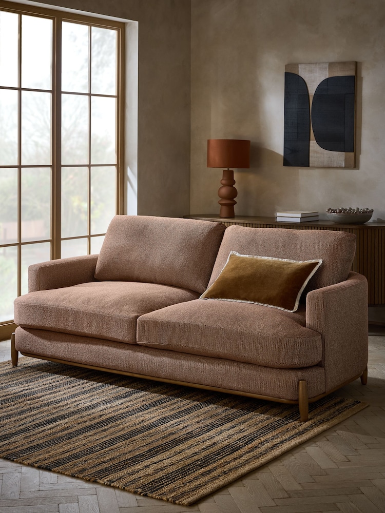 Dry Handle Boucle Rust Brown Ellison 3 Seater Sofa - Image 1 of 10